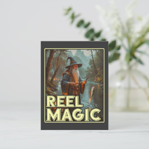 Whimsical Fishing Wizard Postcard