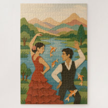 Whimsical Flamenco Paper Collage