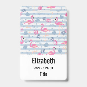 Whimsical Flamingo & Pineapple Pattern Badge