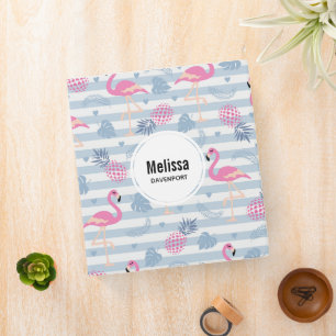 Whimsical Flamingo & Pineapple Pattern Binder