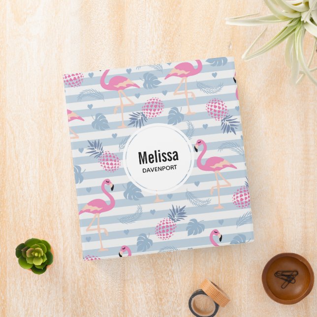 Whimsical Flamingo & Pineapple Pattern Binder (In Situ)