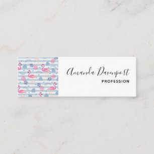 Whimsical Flamingo & Pineapple Pattern Mini Business Card