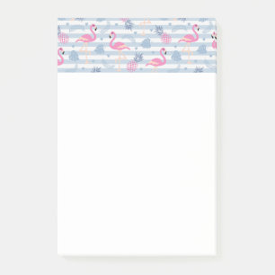 Whimsical Flamingo & Pineapple Pattern Post-it Notes