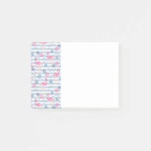 Whimsical Flamingo & Pineapple Pattern Post-it Notes