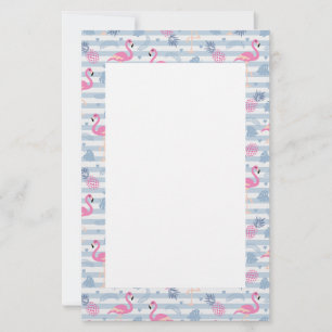 Whimsical Flamingo & Pineapple Pattern Stationery