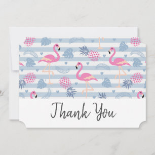 Whimsical Flamingo & Pineapple Pattern Thank You