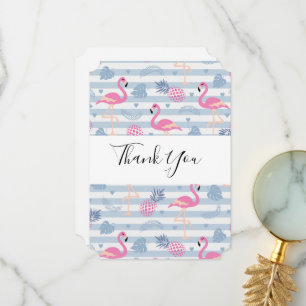 Whimsical Flamingo & Pineapple Pattern Thank You
