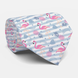 Whimsical Flamingo & Pineapple Pattern Tie