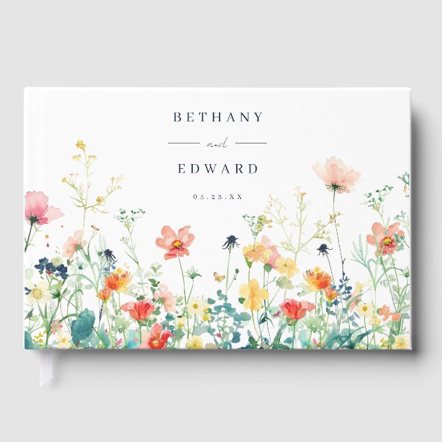 Whimsical Fleur sauvage Mariage livre d'invité (Recto)