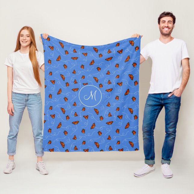 whimsical flitting Monarch butterflies pattern  Fleece Blanket (In Situ)