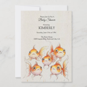 Whimsical Floating Goldfish Invitation