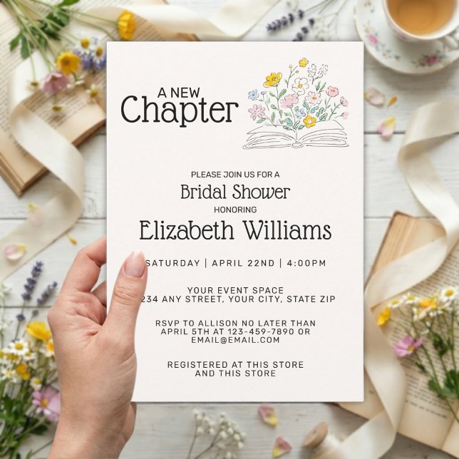 Whimsical Floral A New Chapter Bridal Shower  Invitation (Creator Uploaded)