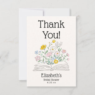 Whimsical Floral A New Chapter Bridal Shower  Thank You Card