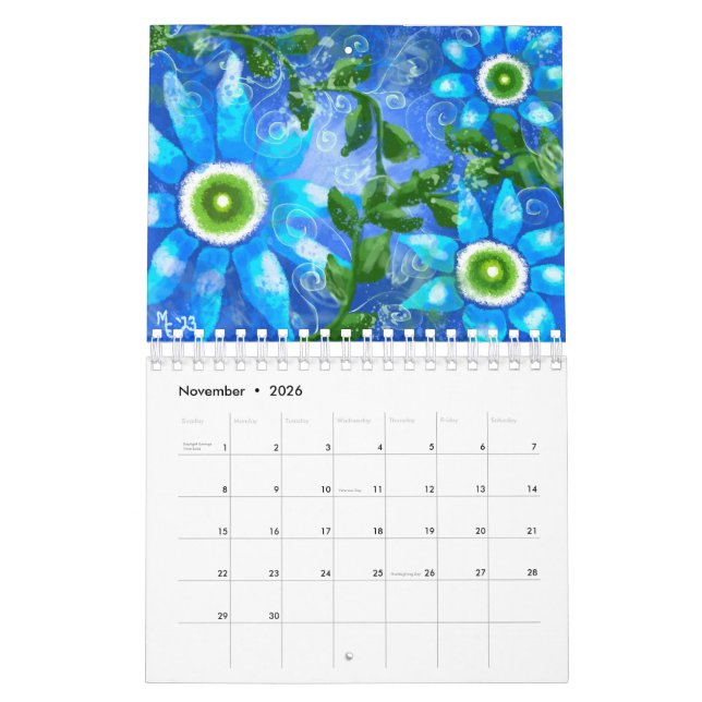 Whimsical Floral Abstract Art 12-Month Calendar (Nov 2026)