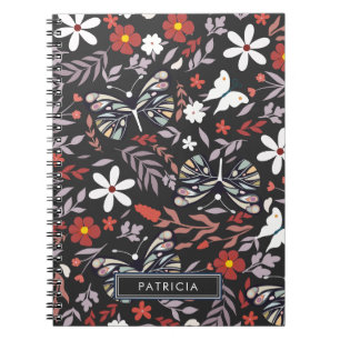 Whimsical Floral and Butterflies Personalized Notebook