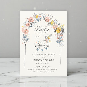 Whimsical Floral Arch Watercolor Wedding All-in-On Invitation