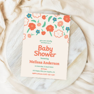 Whimsical Floral Baby Shower Invitation for Girl