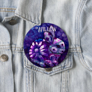 Whimsical Floral Bunny Rabbit Personalized 4 Inch Round Button