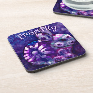 Whimsical Floral Bunny Rabbit Personalized Coaster