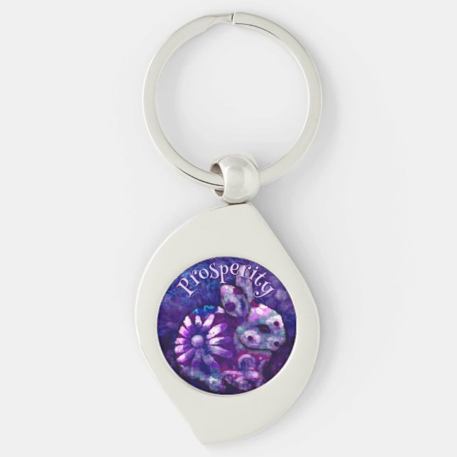 Whimsical Floral Bunny Rabbit Personalized Keychain (Front)