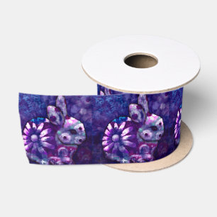 Whimsical Floral Bunny Rabbit Personalized Satin Ribbon