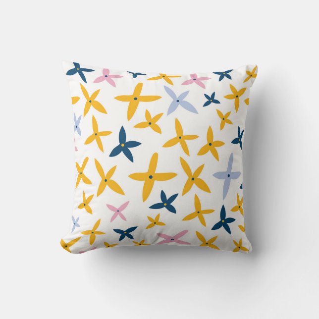 Whimsical Floral Burst Throw Pillow (Front)