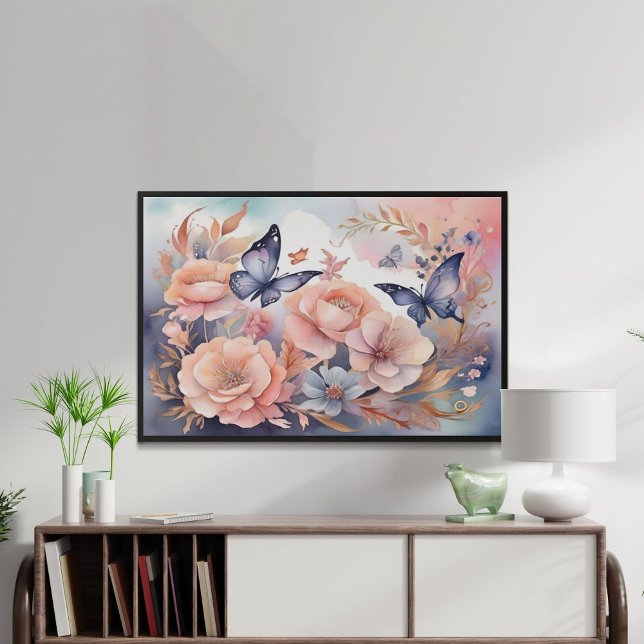Whimsical Floral Butterflies Playful Design Poster (Creator Uploaded)