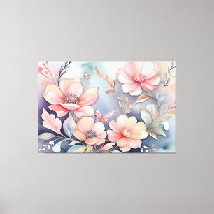 Whimsical Floral Butterfly Art Elegance Canvas Print