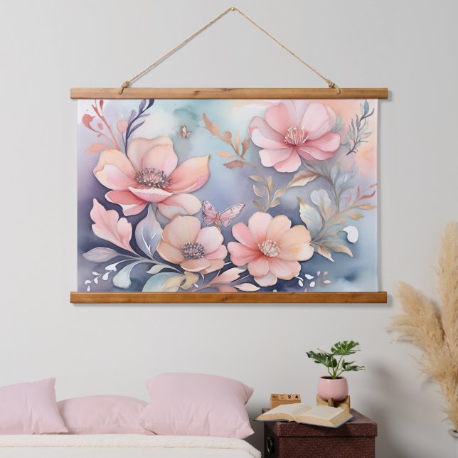 Whimsical Floral Butterfly Art Elegance Hanging Tapestry (Bedroom)