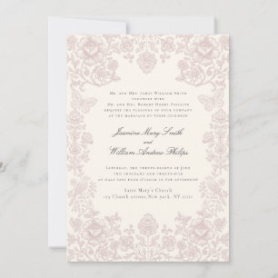 Whimsical  Floral Butterfly Lace Formal Wedding  Invitation