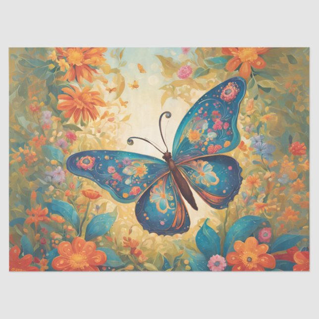 Whimsical Floral Butterfly Tissue Paper (Front)
