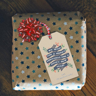 Whimsical Floral Christmas Banner Holiday Gift Tags