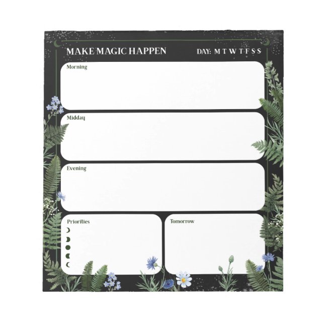 Whimsical Floral Daily Planner Notepad (Front)