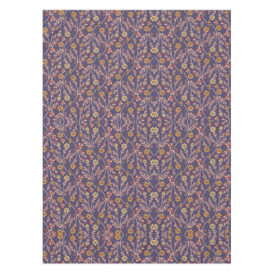 Whimsical Floral Design with Vines on Purple Back Tablecloth