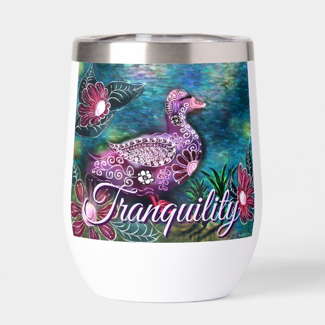 Whimsical Floral Duck Purple Teal Personalized (Arrière)