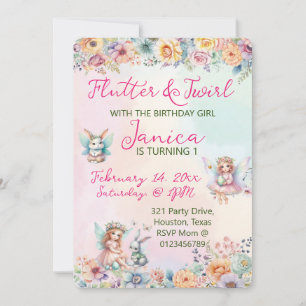 Whimsical Floral Easter Fairy Birthday Invitation