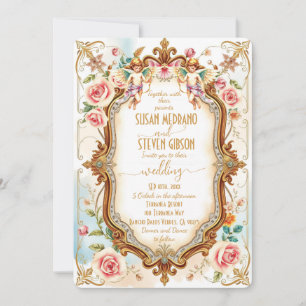 Whimsical Floral Elegant Cupid Wedding Invitation