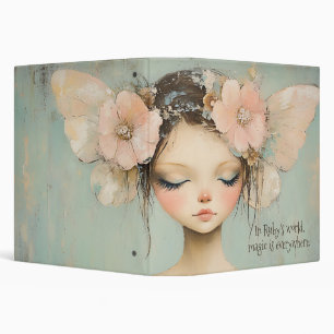 Whimsical Floral Fairy Butterfly Wings Custom Name Binder