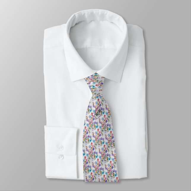 WHIMSICAL FLORAL FASHION NECK TIE (Tied)