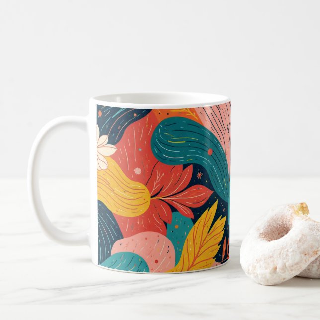 Whimsical Floral Flow Mug (With Donut)