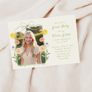Whimsical Floral Frame Graduation Invitation