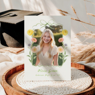 Whimsical Floral Frame Graduation Invitation