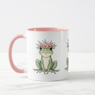 Whimsical Floral Frog Cottagecore Art Mug