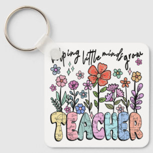 Whimsical Floral Garden Teacher Keychain