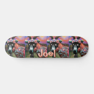 Whimsical Floral Goat Farm Animal Personalized Skateboard