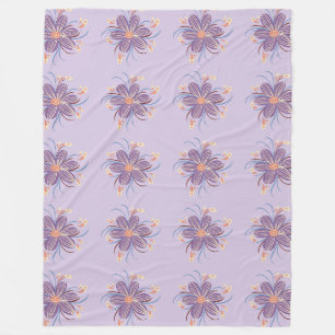 Whimsical Floral Grid Fleece Blanket