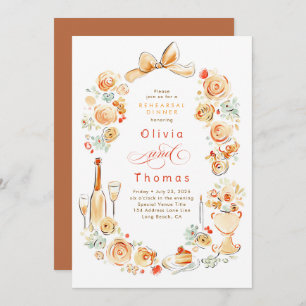 Whimsical Floral Hand Drawn Fall Rehearsal Dinner Invitation