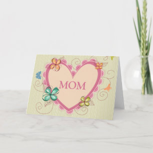 Whimsical floral heart mom mother's day card