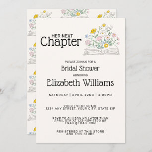 Whimsical Floral Her Next Chapter Bridal Shower  Invitation