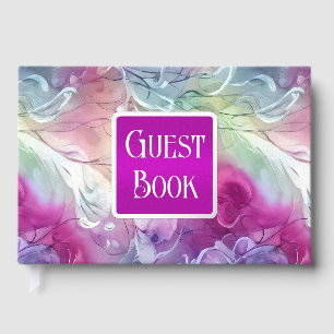 Whimsical floral liquid sweet pea flower real foil guest book